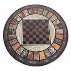 18" marble chess game Table Top pietra dura multi stones art inlay work