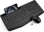 Wireless Keyboard and Mouse Combo - Full-Sized Ergonomic Keyboard with Wrist Res