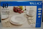 Wallace GOLD PLUME 40 Piece Set FOUR SETTINGS OF CHINA AND SILVERWARE New in Box