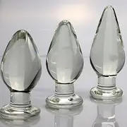 Glass Plug Butt Plug 3 Sizes Smooth Glass Dildos Anal Plug Crystal Glass Dildo Sex Toys For Men Women(B)