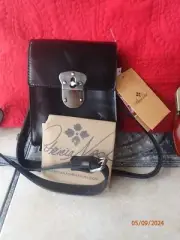 Patricia Nash Hatley Petite Leather Crossbody Bag Black HSN $169.95