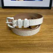 RM Williams Belt Womens Size 32 White Cracked Cowhide Leather 1 Inch Drover