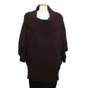 EILEEN FISHER Dark Pomegranate Merino Wool Camel Cocoon Sweater XL