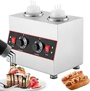 CHAOFLIGHT Cheese Sauce Warmer,Electric Chocolate Warmer Commercial Jam Heat Preservation Machine 30~85℃ Adjustable Temp Food Dispensers for Ketchup, Cheese, Fudge, Caramel(2 Grids)