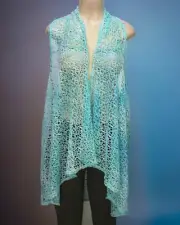 Caroline Morgan Women's Mesh Cardigan Sleeveless Light Green Size 12