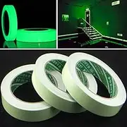 Glow in The Dark Tape Luminous Tape Sticker 1cm x 3m Waterproof Luminous Tape Fluorescent Self-adhesive Tape Warning Tape Wall Decorative Sticker Green Light Luminescent Emergency Roll Safety Egress Markers Stairs Walls Steps Exit Sign