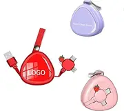 3 in 1 Charging Cable with Customized Logo Bulk-for Businesses Retractable Multi Charging Cable 1.2M Type-C Lightning Android Multi Charger Cable 100 PCS Red