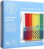 7" Potholder Kit - Metal Loom with Rainbow Cotton Loops, Makes 2 Potholders