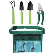 Garden Tool Set, Belt Bag&Round Point Shovel&Hand Cultivator&Pruning Shear