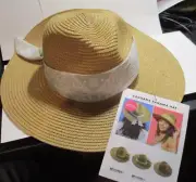 Tickled Pink - Bandana Panama Hat - Gray/White Ribbon - NWT