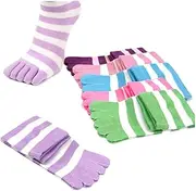 [AZIDWERYQ] 6 Pairs Toe Socks, Fashion Striped Five Finger Toe Socks Women, Soft Breathable for Women, Crew Separator, Cozy Five Finger Sports
