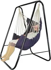 PIRNY Hammock Chair Stand,Include Large Hanging Indoor Swing,MAX Load 500 LBS, Heavy-Duty Steel Hammock Stand for Indoor Outdoor(Grey)