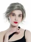 Wig Women's Wig Short Wild Wavy Parting Balayage Light Brown Light Blonde