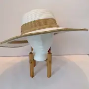 NWT Women’s Sun ‘N’ Sand Elegant White and Tan Wide Brim Sun Hat