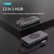 13 in 1 USB C Hub Docking Station Type-C to PD HDMI SD Wireless Charging 15W