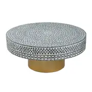 Pearl Black White Round Pearl Gold Base Coffee Table