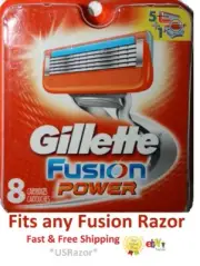8 Gillette Fusion Power Razor blades Refill Cartridges Fit Flexball Shaver 100%
