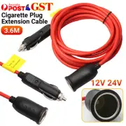 3.6m 12V Cigarette Plug Extension Cable Car Lighter Sockets Lead Wiring Adapter