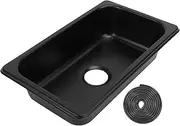 Stainless Steel Bar Sink, Single Bowl Kitchen Sink Rectangular Hand Wash Basin Sink with 40mm Sewer Outlet, Small Single Bowl Sink for Boat Caravan Yachts Boats (Spray Black