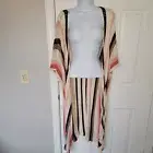 NWT House Of Harlow Revolve Pink Cream Black Knit Long Shawl Wrap