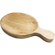 Wooden 25.5cm Small Chapati Board w/ Handle Serving Platter Tray Round Brown