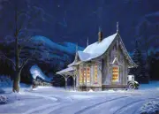 Train Depot Railroad Locomotive Home For Christmas Snow Ford SIGNED by Souders