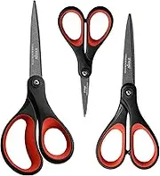 LIVINGO 3 Pack Titanium Scissors All Purpose - Non Stick Stainless Steel Sharp Scissors Set Heavy Duty for Office School Sewing Crafting Cutting Fabric Paper, Comfortable Grip, 5”, 7” & 8”