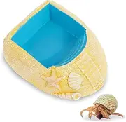 Resin Hermit Crab Water Bowl with Climbing Ramp Cute Beach Style Hermit Crab Water Pool Reptile Water Bowl for Small to Medium Turtles Lizard Frog Gecko