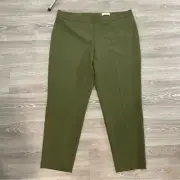 Hugo Boss Tiluna Side-Zip Slim-Leg Cropped Trousers in Green sz 16
