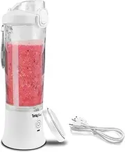 Total Chef Portable Blender – 20 Gram USB Rechargeable Smoothie Mixer, Cordless Mini shaker For Protein Shakes, Cold Coffee, Ice Crushing & Milkshakes On the Go, Stainless Steel Blade, White