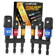 Impact Socket Adapter Set for Drill - Tools for Men Gadgets 1/4" 3/8" 1/2"