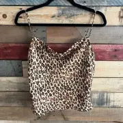 Zara‎ Leopard Print Chain Detail Spaghetti Strap Tank Top Size Medium