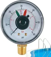 Pool Filter Pressure Gauge – Accurate Pool Pump Pressure Meter, 0-60 Psi Water Indicator | Waterproof Filter Monitoring Gauge, Easy Read dials Replacement Part for Pools, Spas, Sand Filter Systems