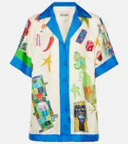 [Alemais] Alémais Rollers printed silk shirt UK 6 white