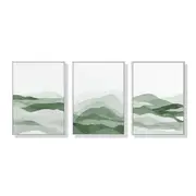 50Cmx70cm Sage Green 3 Sets White Frame Canvas Wall Art