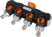 High Performance Hose Splitter - 4 Outlet Water Dividers, Independent Adjustment, Lawn Sprinkler System, Versatile Multi-Way Adapter, Compatible, Uncover-Safe Hose Connection for the