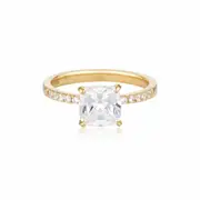 Georgini Gold Cushion Cut 1.5tcw Moissanite Engagement Ring In 9ct Yellow Gold