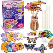 Dazhtu Craft Set Children from 6-5-4 Years Gifts for Girls Toy 5 6 7 8-12 Years Children's Birthday Flowers Craft Case Bouquet with Vase, Craft Girls, with Sequins Creative Set