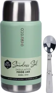 Ever Eco Insulated Stainless Steel Food Jar Sagewith Foldable Spoon & Bowl 800ml
