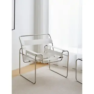 瓦西里椅設計師網紅拍照躺椅中古單人休閑沙發椅不銹鋼包豪斯椅子
