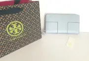 Tory Burch Wallet NWT Pale Blue Block T Leather Continental Wallet Retail $235