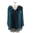 NWT STYLE&CO Embroidered Floral Blouse W/ Cami M(8-10) Chiffon Dark Teal