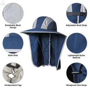 Wide Brim Sun Hat with Neck Flap Men Women UV Protection Sun