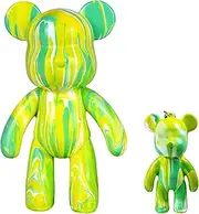 DIY (Green+White+Yellow, 9 Inch) Fluid Bear + Keychain Creativity Paints Set for Home Decoration
