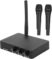 K2 Wireless Microphone System, Professional FM VHF Dual Cordless Dynamic Mic, Wireless Microphones for Karaoke Home Meeting Party DJ Wedding
