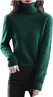 [Hamthuit] Women Casual Warm Jumper Sweater Women's High Neck Knitted Pullover Loose Warm Sweater