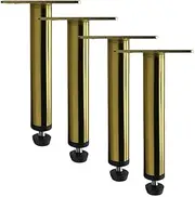 Pack of 4 Metal Furniture Legs,DIY Sofa Legs,TV Cabinet Legs,Kitchen Feet,Locker Legs,Sideboard Leg,Bedside Table Leg,Height Adjustable,Protect The Floor,Non-Slip,Gold,Iron(16cm)
