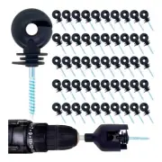 TRAE 50 PCS Black Electric Fence Insulator, Screw-in Insulator, Fence Ring Po...