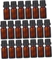 MOTHNUR 20pcs Brown Glass Essential Oil Bottles Refillable Empty Containers for Travel Leak Sealing Protects Oils From Sunlight for Cosmetic Use