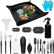 Succulent Tools,52Pcs Mini Garden Tools,Transplanting Tools Set, Succulents Care kit with Foldable Repotting Mat for Indoor Miniature Fairy Gardening Plant Care,Potting, Cactus